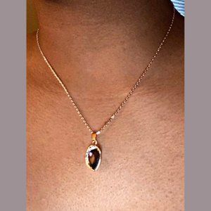 Purple Velvet Tear Drop Rose Gold Pendant Necklace